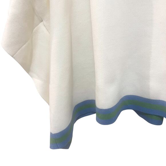 Tuckernuck Women's Camden V-Neck Soft Sweater Poncho Ivory/Blue OS $128 - Picture 9 of 13